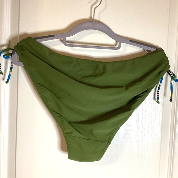 Long Tall Sally Women's 2 Piece Green Striped Swimsuit Size 12 Vacation Holiday - Picture 8 of 11